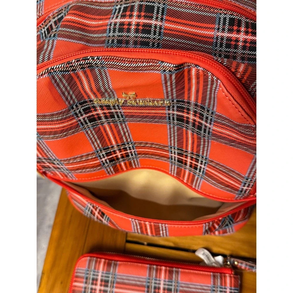 Simply Southern Plaid Backpack and New With Tag Wallet Set Red Black Gray Tartan